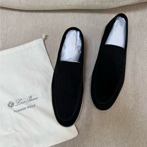 Loro Piana Men’s Black Suede Loafers size 45